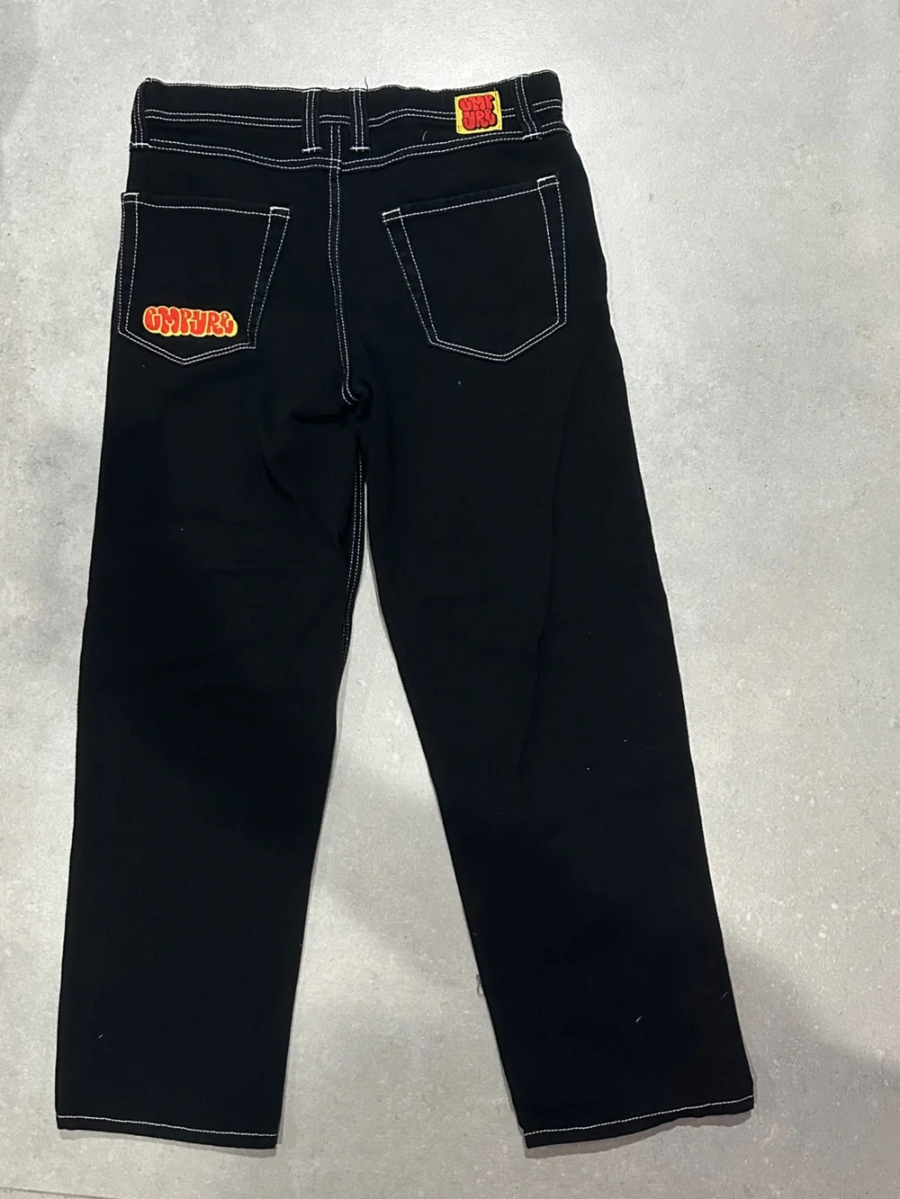 Empyre Black Straight Men's Jeans with White Contrast Stitching